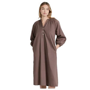 Sundry Raglan cotton woven henley Dress Womens Size Large 3 Brown V Neck Boho